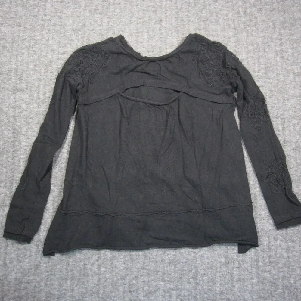 Free People Shirt Womens Small Petite Lace Keyhole Cutout Witchy Whimsigoth Sexy